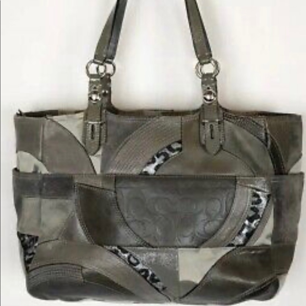COACH Ocelot Gray Patchwork East-West Tote